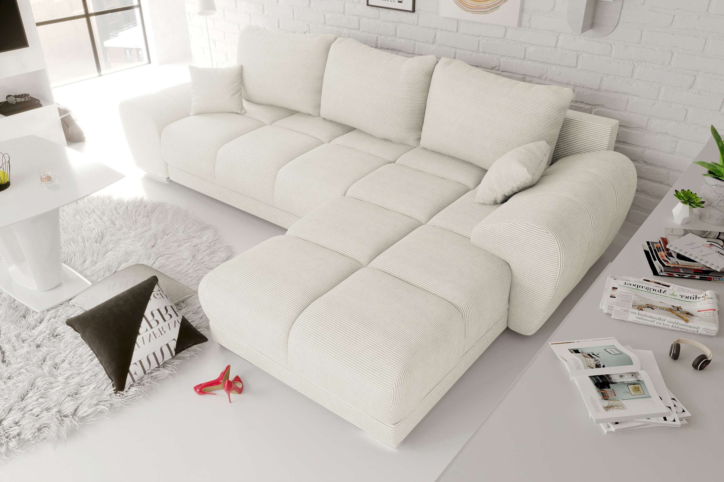 99rooms Ecksofa Antalya, Sofa L-Form, Eckcouch, mit abnehmbaren Kissen, Sch günstig online kaufen