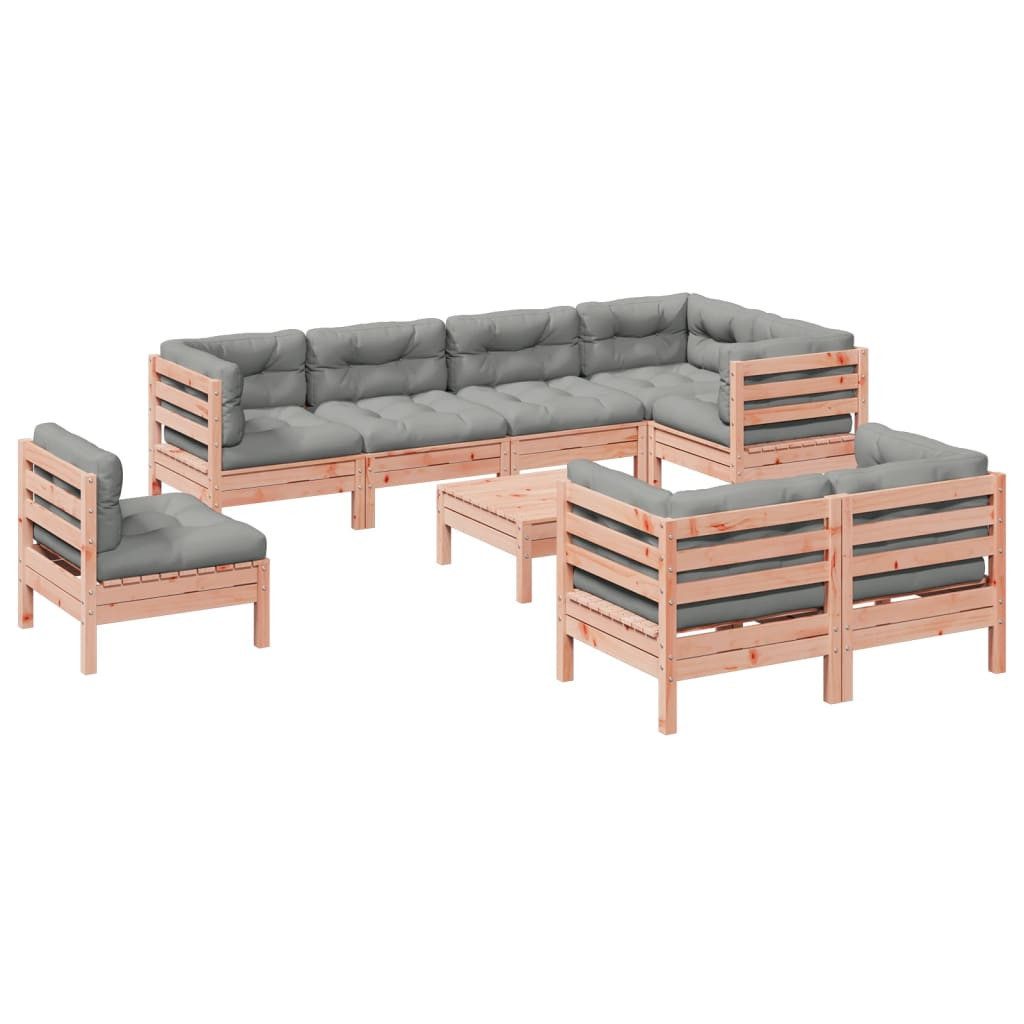 vidaXL Gartenlounge-Set 9-tlg. Garten-Sofagarnitur mit Kissen Massivholz Douglasie, (1-tlg)