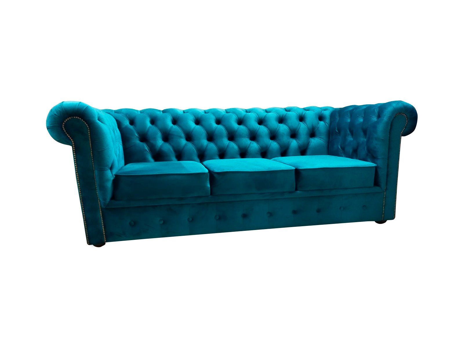 JVmoebel Sofa, Chesterfield Sofa 3 Sitzer Textil Couchen Stoff Blau Sofas Modern Neu