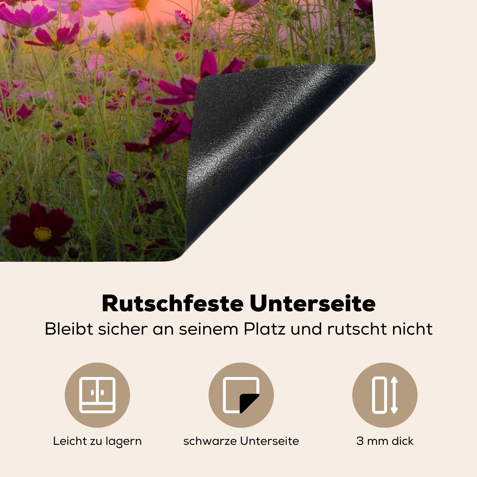 - Ceranfeldabdeckung Herdblende-/Abdeckplatte Grün, Natur Induktionsschutz, MuchoWow Vinyl, - - tlg), Induktionskochfeld, cm, - Rosa 57x51 (1 Blumen Sonnenuntergang