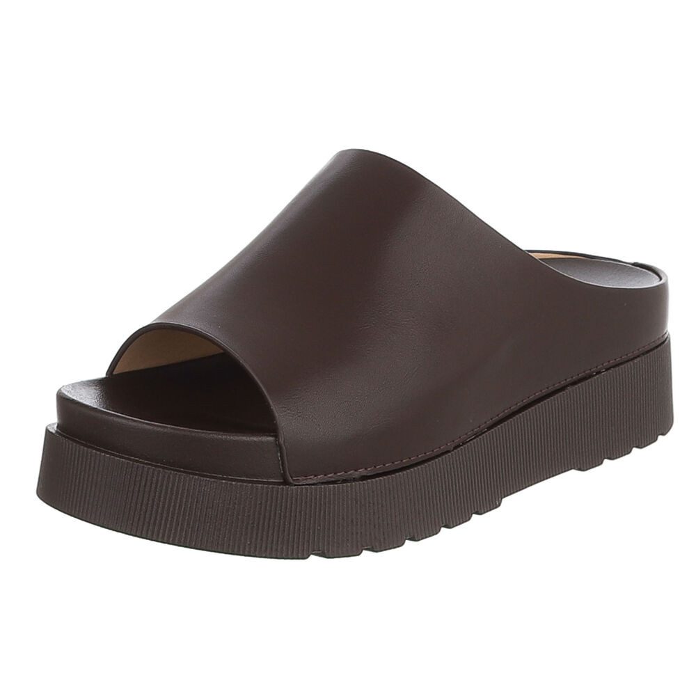 Ital-Design Damen Plateau Sandale Slip-on mit offener Zehenpartie Plateausandaletten (91849188) Keilabsatz/Wedge Keilsandaletten in Braun