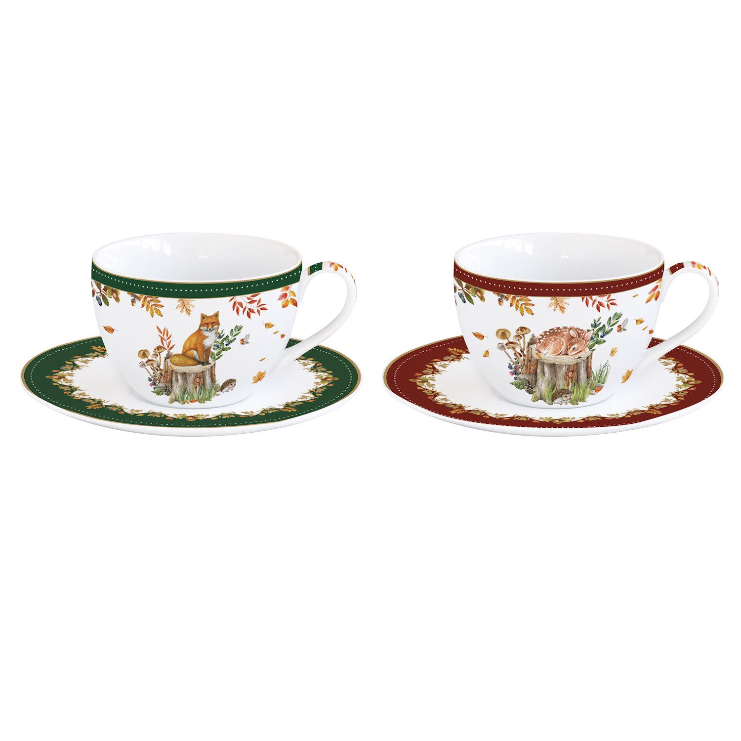 EasyLife Tasse Forest Dream, Porzellan, Spülmaschinengeeignet, Mehrfarbig, Motiv: Fuchs