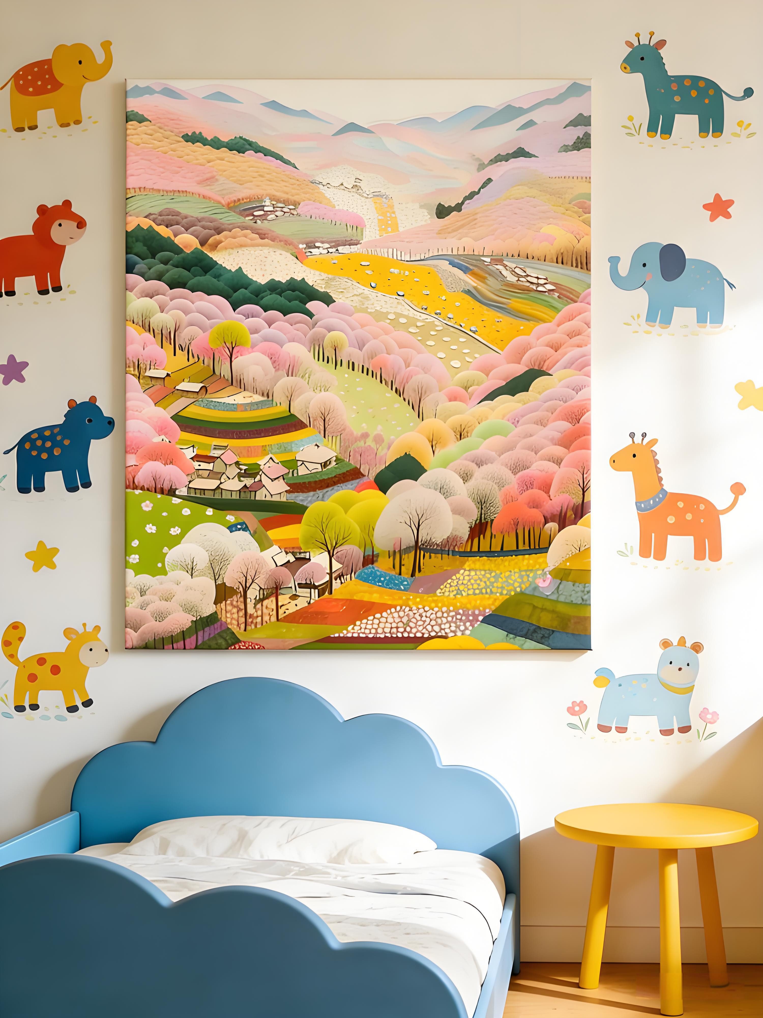 Luckice Bild mit Rahmen Wandbilder 30x40 cm Wohnzimmer Wanddeko Schlafzimmer, (Zimmerdeko Wandgemälde Zimmer Deko auf Wand Dekoration Wall Art Aquarell - Blumen - Kunst - Modern Wohnzimmer Aesthetic Room Decor Deko Zimmer)