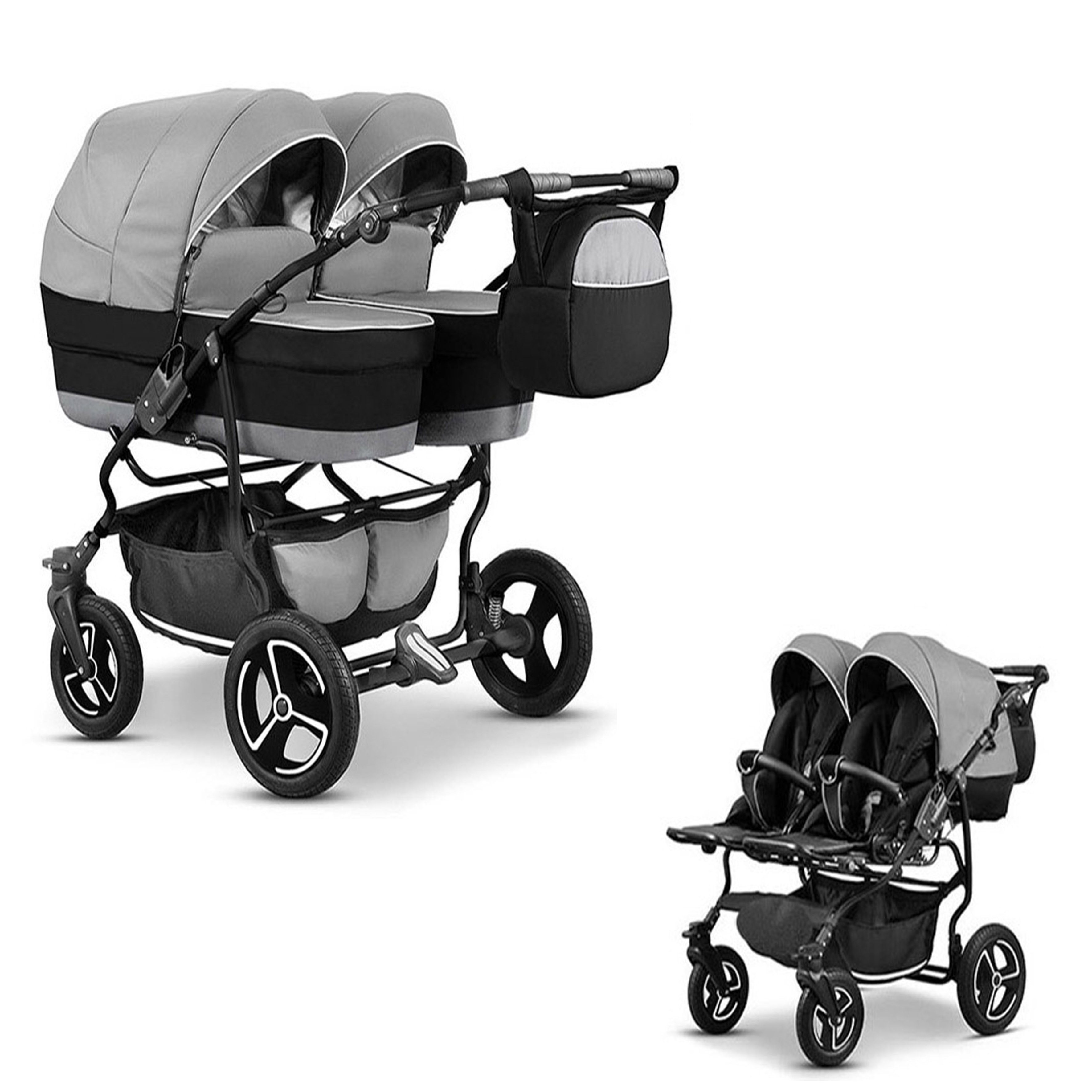 Zwillingswagen Zwillingskinderwagen 2 in 1 Twin Star - 10 Teile - in 16 Farben