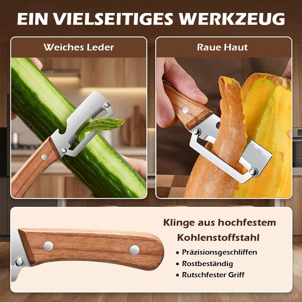 AFKSMILE Sparschäler 2 Stück Multifunktions-Gemüseschäle, holzschäler aus Edelstahl, (2-tlg), Gemüseschäler und Flaschenöffner für Obst, Gemüse & Fleischscheiben