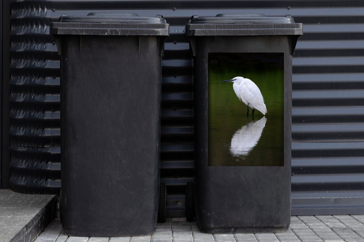 MuchoWow Seidenreiher Mülleimer-aufkleber, (1 Container, Wandsticker stehend Mülltonne, Wasser St), Sticker, Abfalbehälter im
