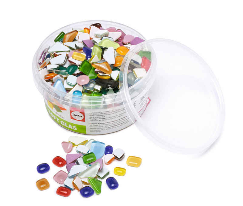 Rayher Dekoobjekt Soft-Glas Bruchmosaik Bunter Mix (500 St), 500 g