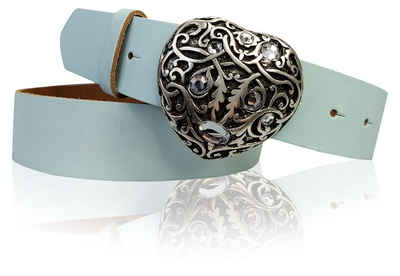 FRONHOFER Koppelgürtel 18354 Damengürtel Herz 4 cm Strass Herzschnalle, Herz Gürtelschnalle silber