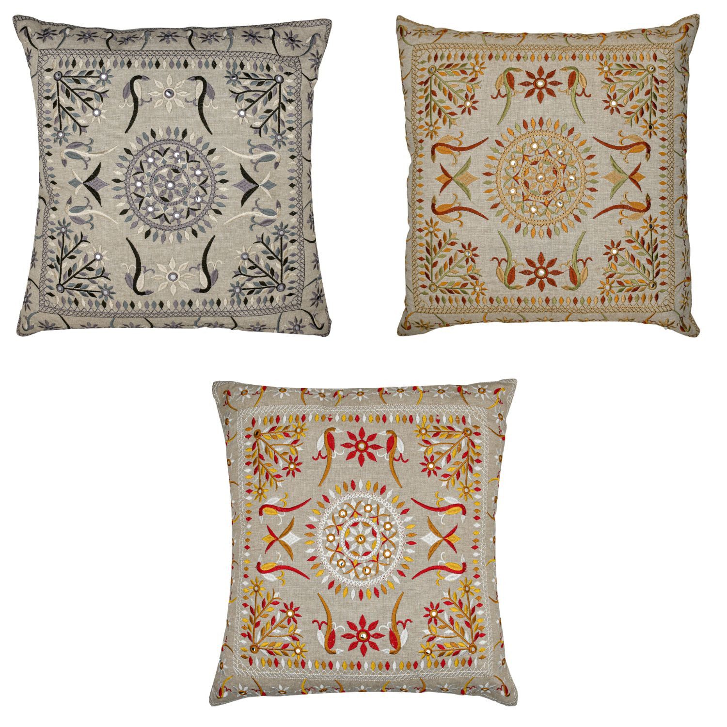 Marrakesch Orient & Mediterran Interior Zierkissen 3er Set Подушкиbezug Handgefertigt Lodge Bunt 40x40cm, Boho Deko