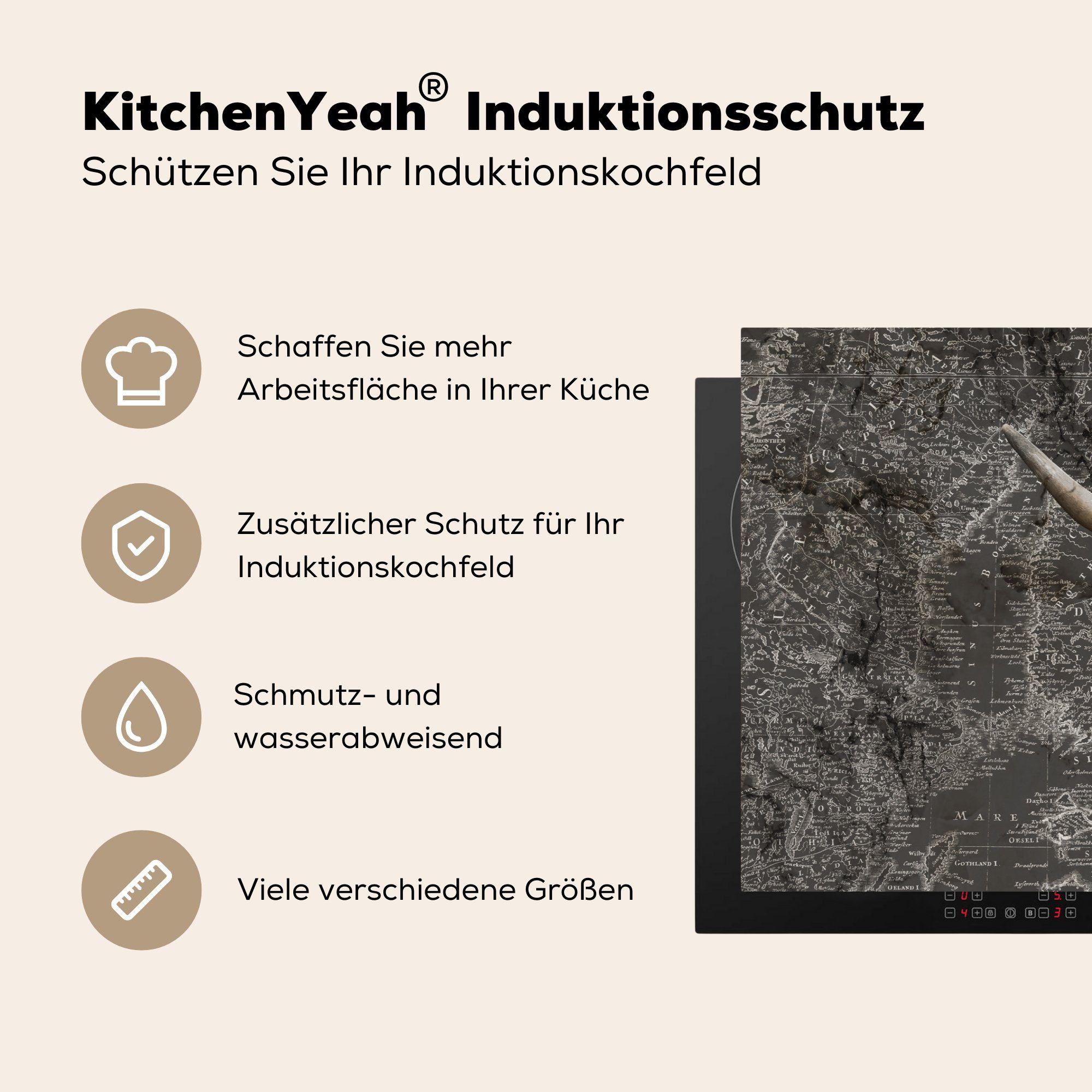 MuchoWow Herdblende-/Abdeckplatte Schottische Highlander - cm, küche, (1 die - Schutz Weltkarte Kuh, 81x52 Vinyl, Induktionskochfeld Ceranfeldabdeckung für tlg)