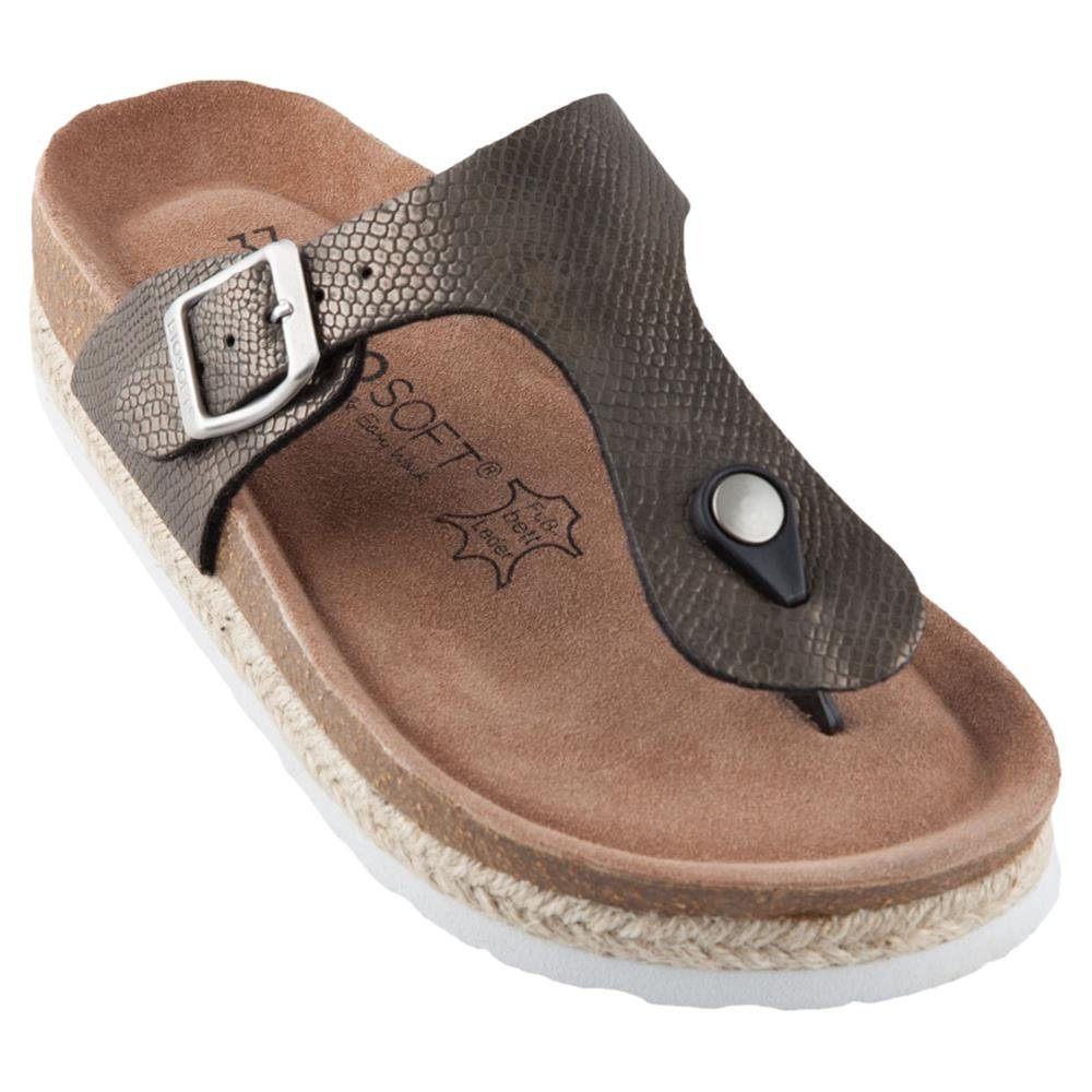 Walk Leder 37 Biosoft 43 Amelie Sommer Sandale Biosoft Easy - & Comfort Größe Damen Khaki Flache Sandalen Optik