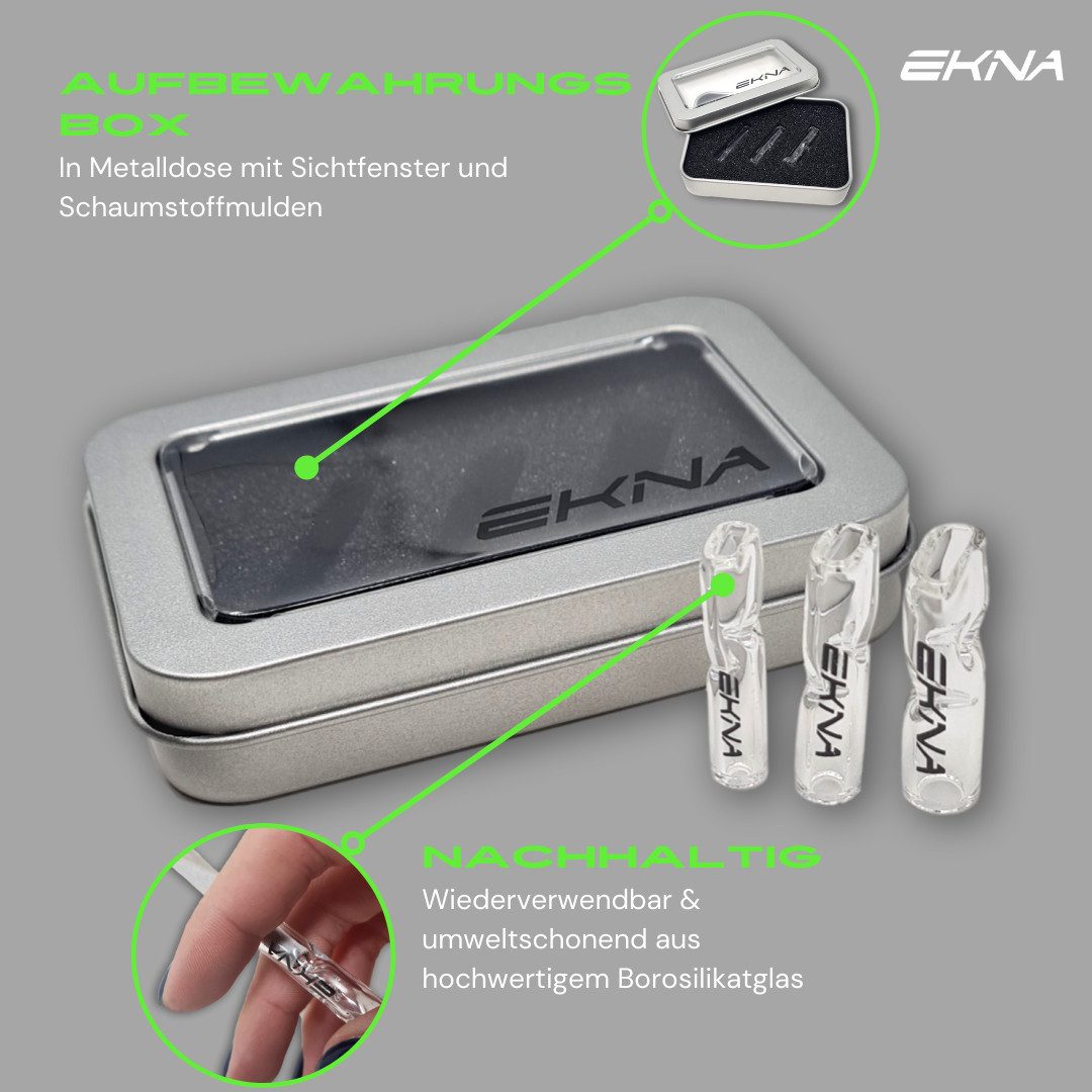 EKNA Aktivkohlefilter Glas Tips - Glasfilter - Glasmundstücke - Smoking Tip, Für Papierfilter