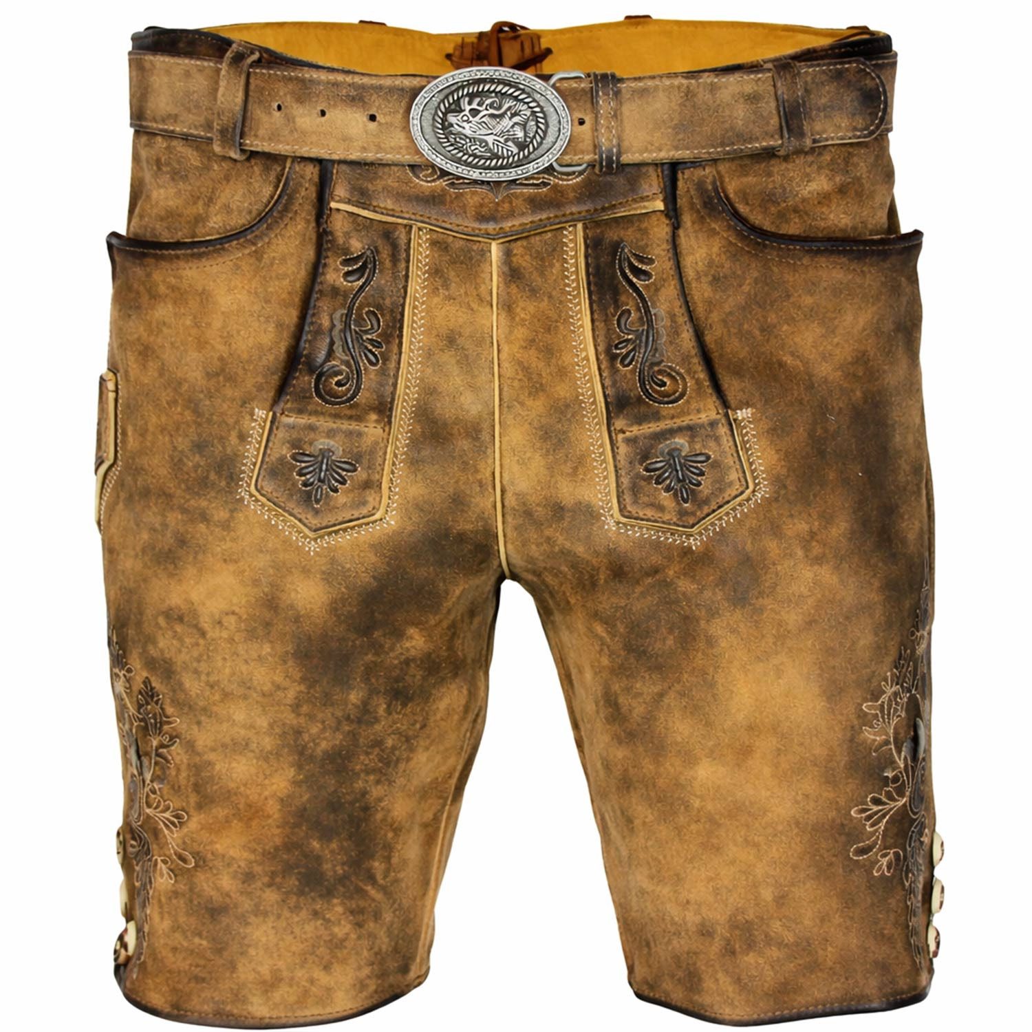 Trachtenlederhose MADDOX Kurze Herren Lederhose 'Mandlach' mit Gürte