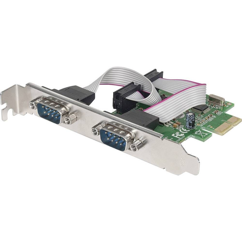 MANHATTAN Serielle PCI-Express-Karte Zwei DB9-Ports Modulkarte, inkl. Low-Profile Slotblech