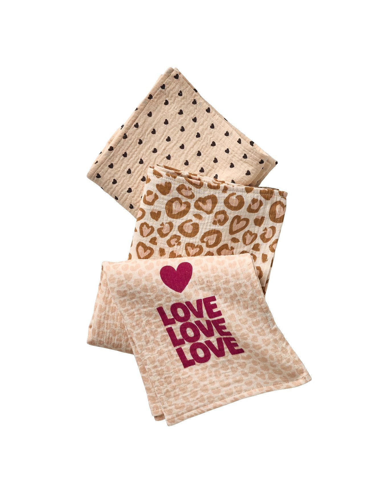 vertbaudet Stoffwindeln Baby Wickeltücher LOVELY LEO aus Musselin, 3er-Pack