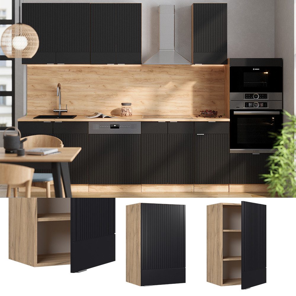 Vicco Hängeschrank Fame-Line, Schwarz gestreift/Goldkraft Eiche, günstig online kaufen