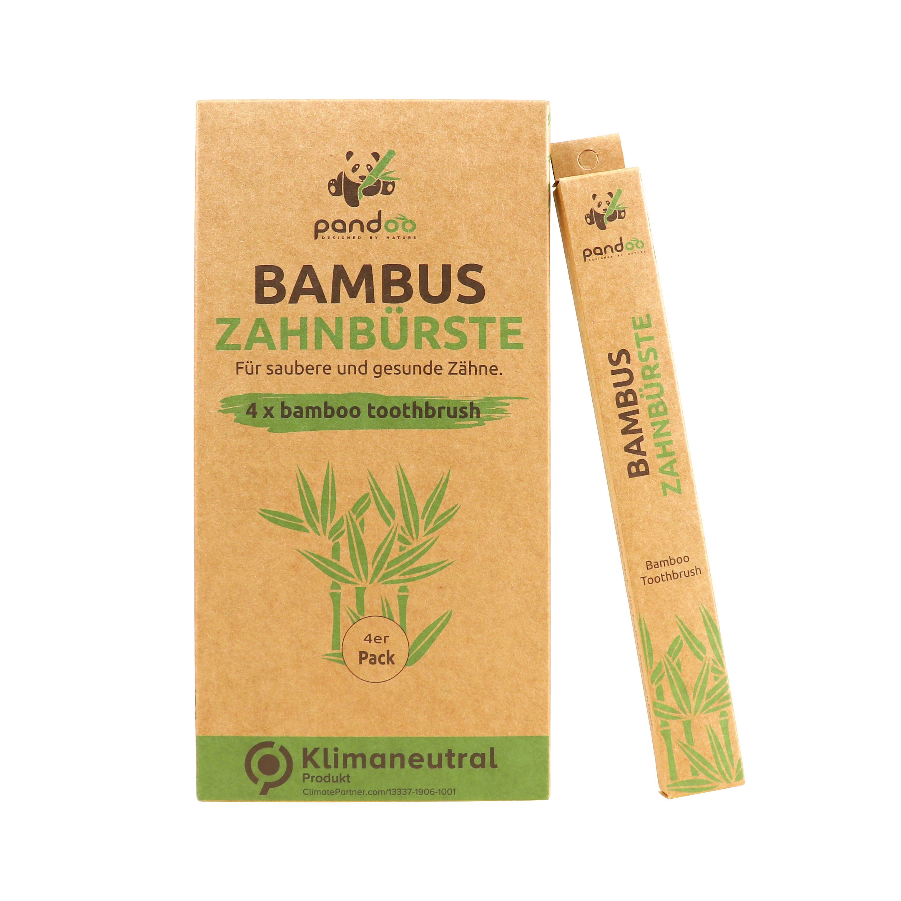 pandoo Zahnbürste 4er Set Bambus Zahnbürsten