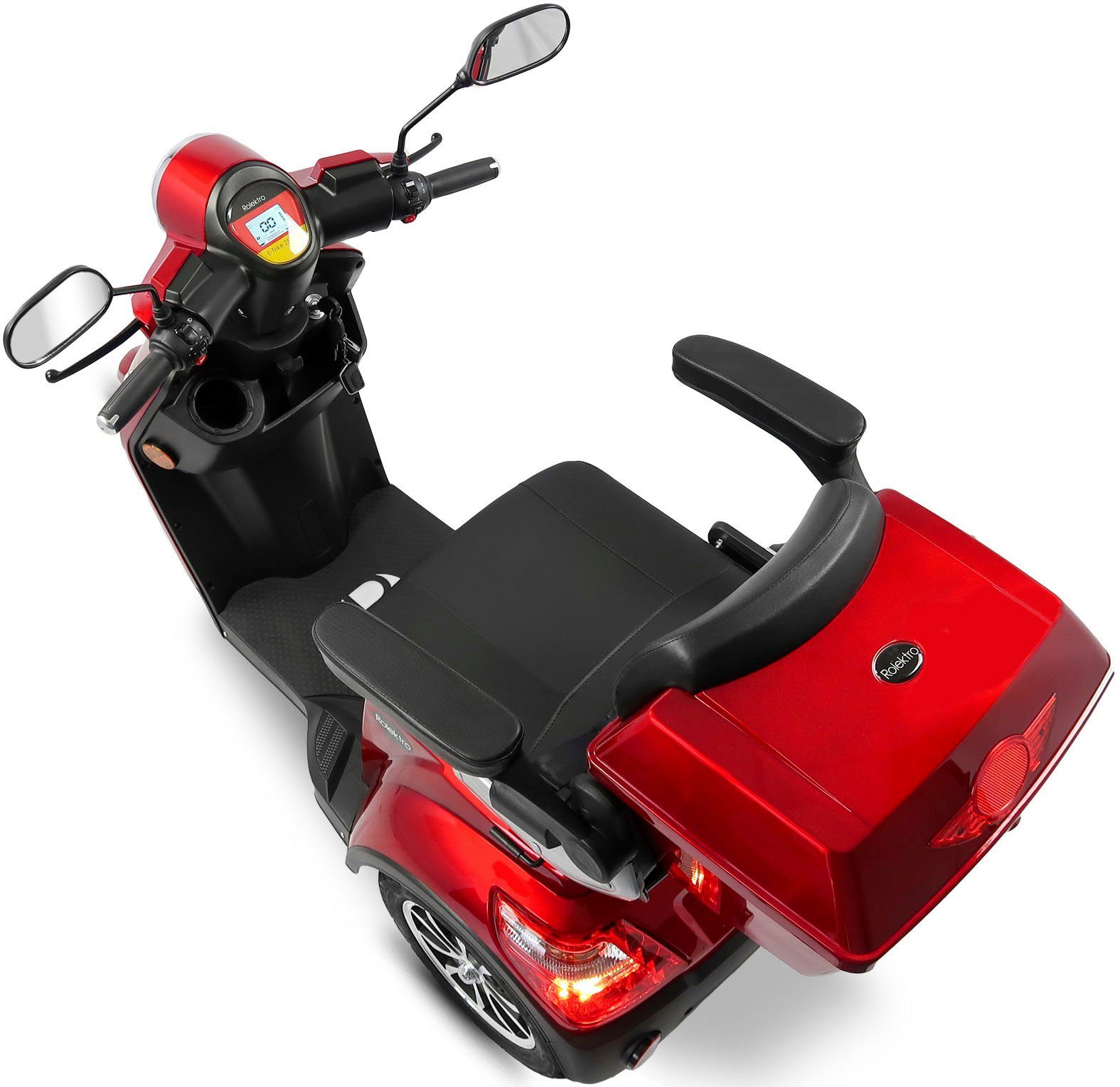 E-Trike Akku, 1000 km/h, Elektromobil Topcase) W, 25 25 rot (mit Rolektro Lithium Rolektro V.3,