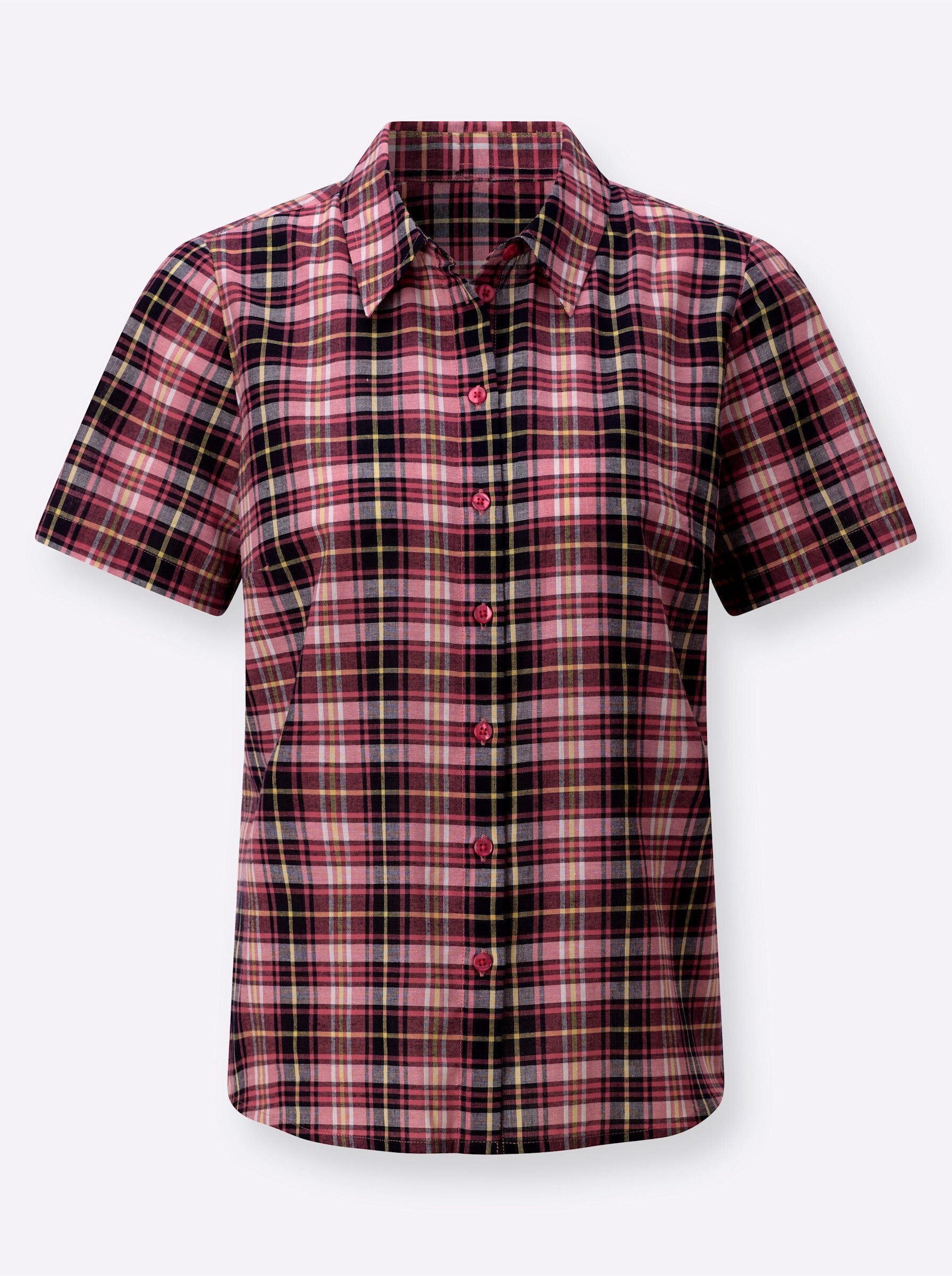Klassische Bluse Karo-Bluse Kurzarm