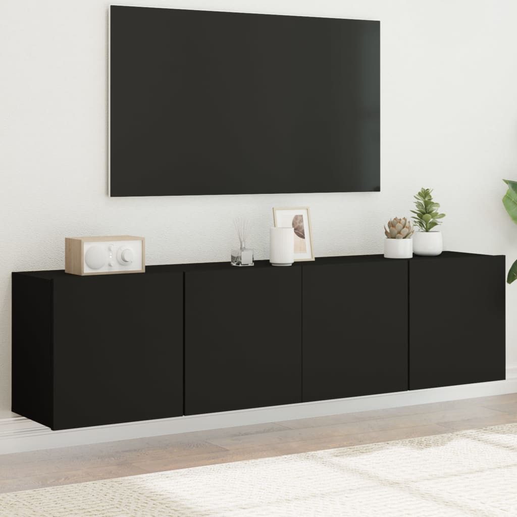 vidaXL TV-Schrank TV-Wandschränke 2 Stk. Schwarz günstig online kaufen