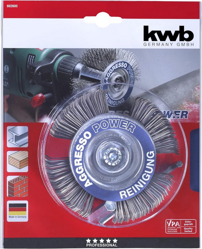 Thumbnail - kwb Reinigungsbürsten-Set Reinigungs- und Schleifpad-Set aus Metall, Grau, 11 Stück, Holz, Beton, Rost entfernen, Farbe ...