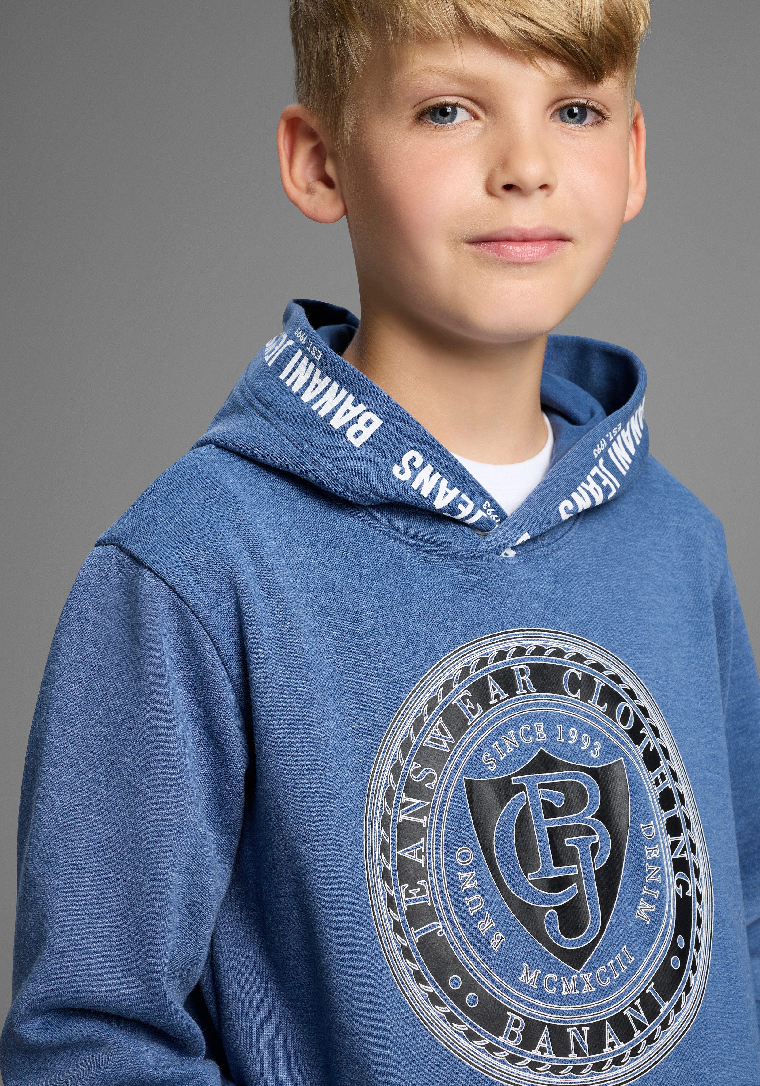 Bruno Banani Kapuzensweatshirt Hoodie mit Logo-Drucken für Jungen Für TEENS, Hoodie mit Logo-Drucken