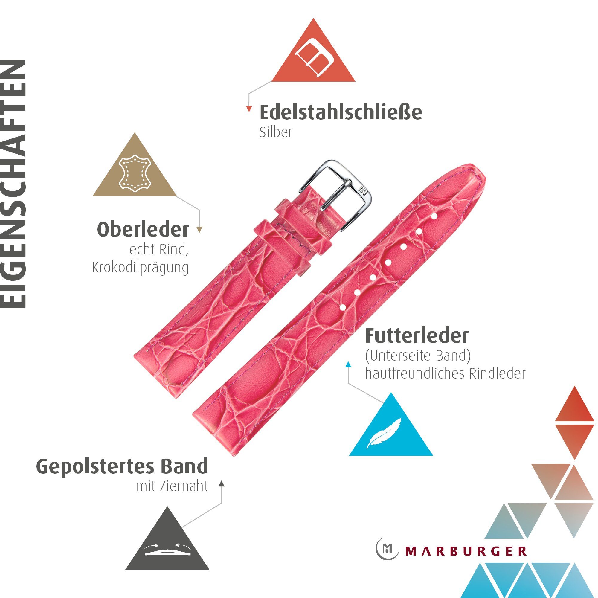 MARBURGER Uhrenarmband 18mm Leder Kroko (Caiman) günstig online kaufen