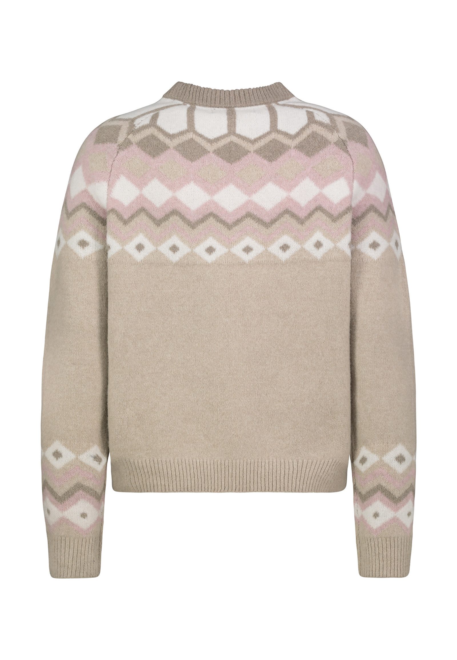 Eight2Nine Strickpullover Damen Pullover mit Winter Muster Breite Rippbündchen, Raglanärmel, Rundhalsausschnitt
