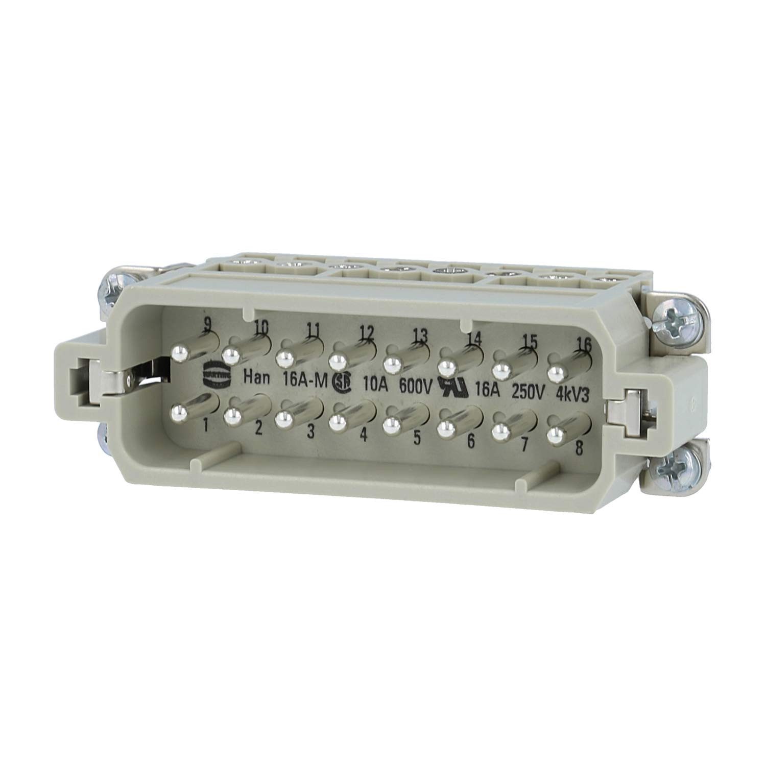 Harting DIN-Stecker Titel:Han 16A Stifteinsatz (M) Schraubanschluss, 16-polig+PE 250V, 16, Keine Verpackungseinheiten, Kein Mindestauftragswert