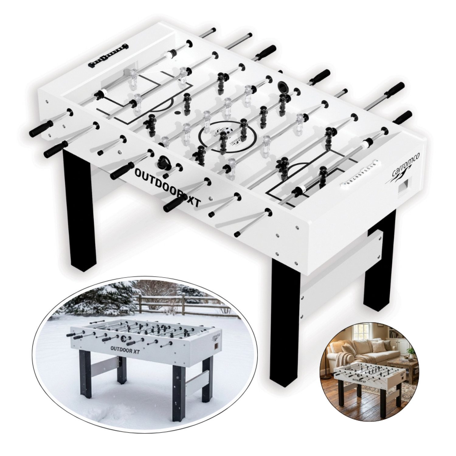 Carromco Kickertisch Outdoor-XT, wasserfester Fußballtisch, Kicker Outdoor/Indoor (Geschenk Idee zum Geburtstag, 1-tlg., Turniergröße, Tischkicker für draußen und drinnen), witterungs- und UV-beständige Beschichtung, rostfreier Stahl