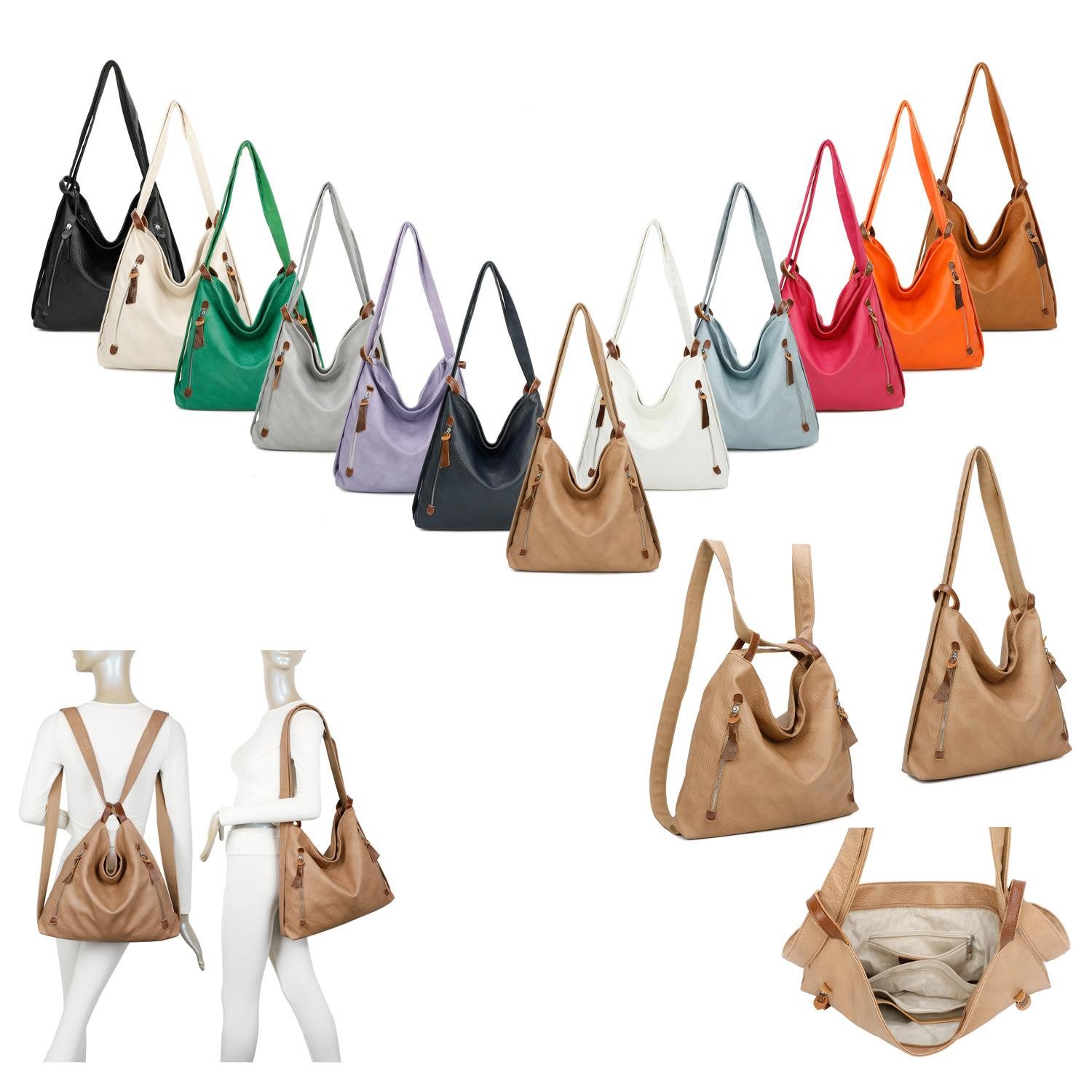 ITALYSHOP24 Schultertasche Damen Rucksack Handtasche Schultertasche, günstig online kaufen