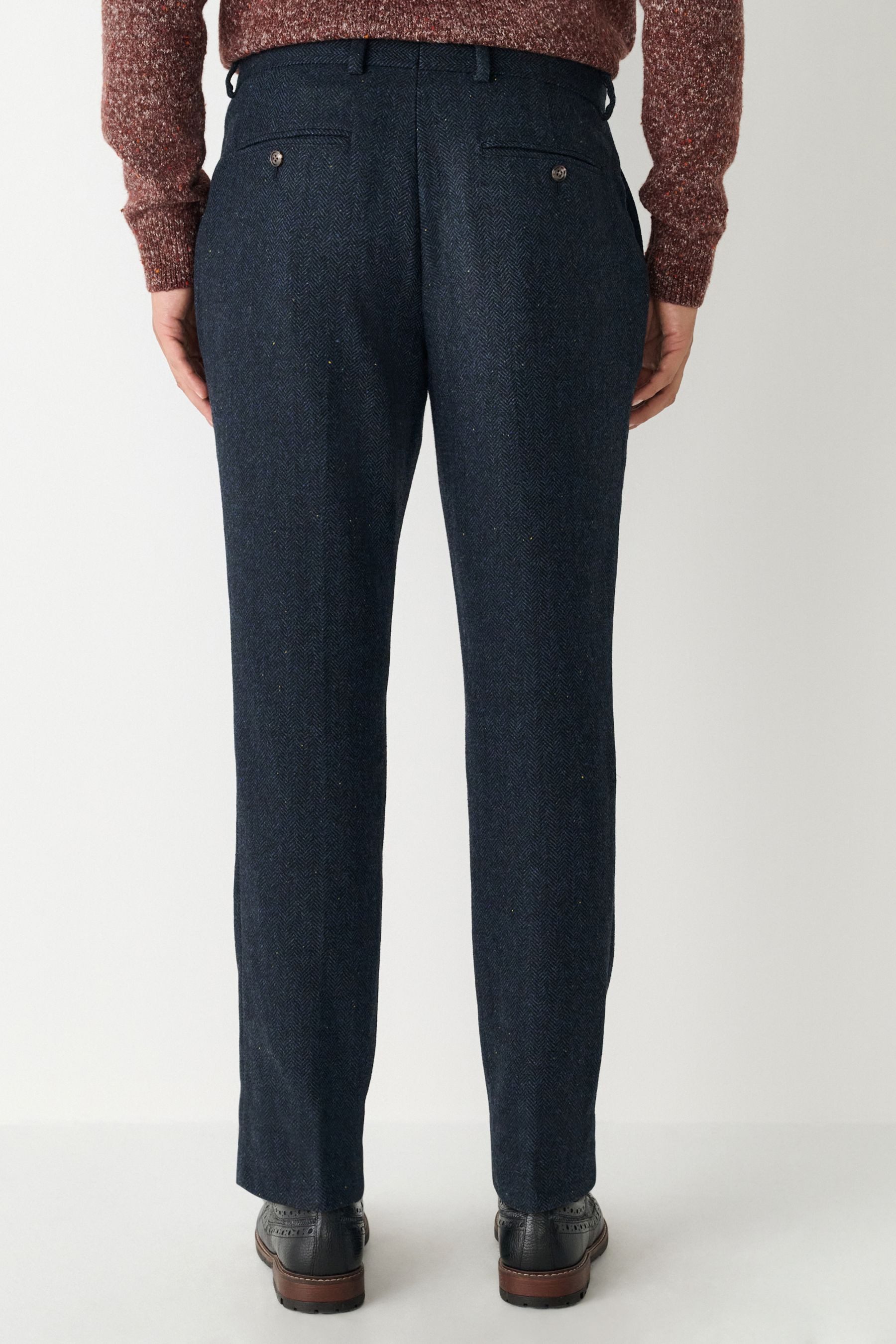 Next Anzughose Slim Fit Anzugshose mit Fischgrätmuster (1-tlg)