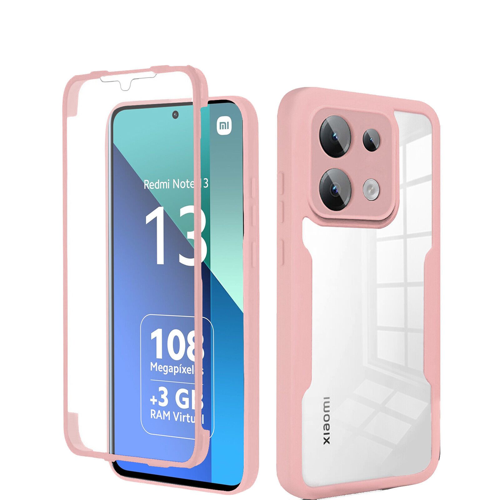 betterfon Handyhülle für Xiaomi Redmi Note 13 4G 2-teiliges 360° TPU Schutzcase, 2-teiliges 360 Grad Case mit Rundumschutz und Displayschutz