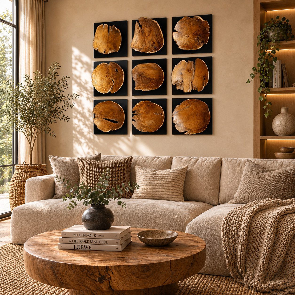 Möbel Bressmer Wanddekoobjekt FLORENT Holz Wanddeko 35cm,Wandbild Holz massivem Teakholz,Handarbeit – Bild 5 von 5