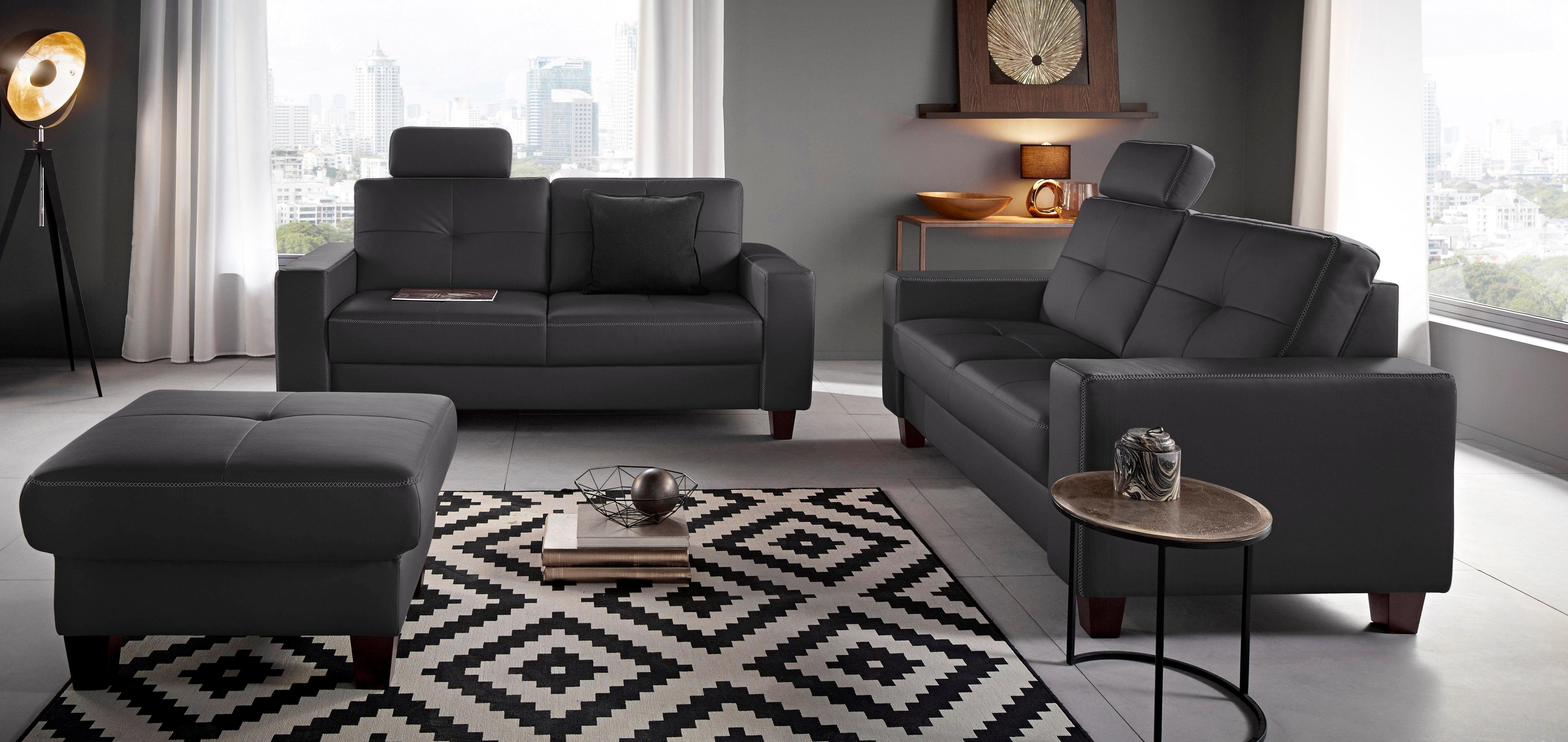 Places of Style Polsterhocker "Varese", Kreuznaht in beige günstig online kaufen