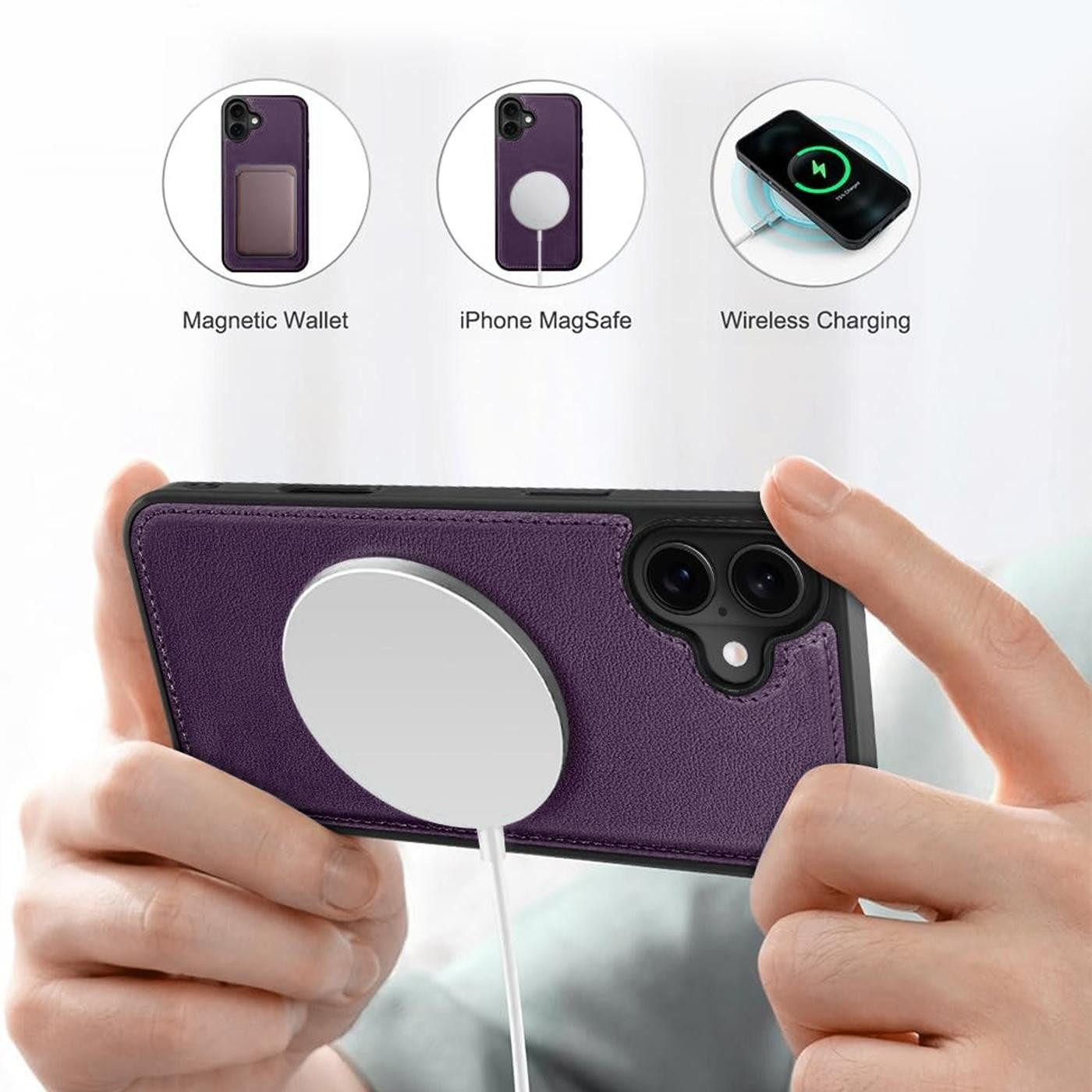 CoolGadget Handyhülle Magnet Book Case für Apple iPhone 17 Hülle + Klapphülle 6,3 Zoll, 2in1 abnehmbare magnetische RFID Schutzhülle Kartenfach Fotofenster – Bild 5 von 5