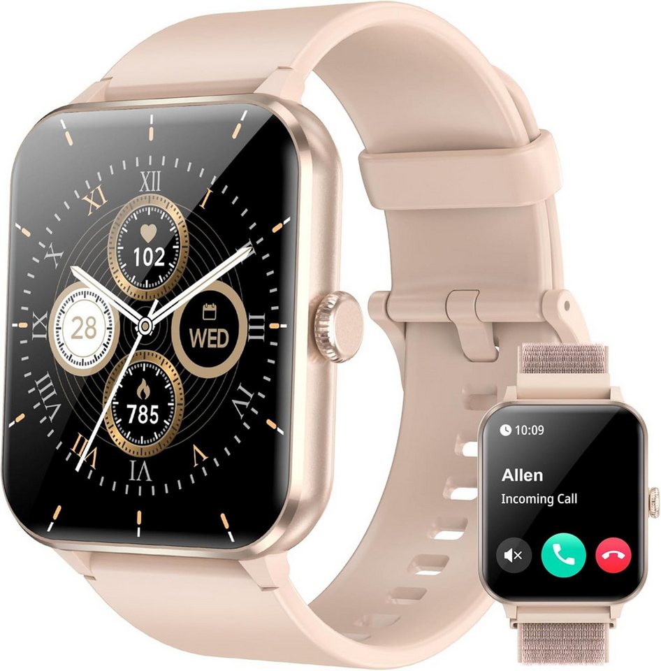 blackview Smartwatch Damen Herren mit 5 Tagen Akkulaufzeit,1,85" HD Touchscreen Smartwatch (1.85 Zoll, iOS/Android), mit Wechselband aus weichemSilikon und Ladekabel, KI-Sprachassistent, Herzfrequenz,SpO₂,Schlaf,100+ Sportmodi, 2 Armband