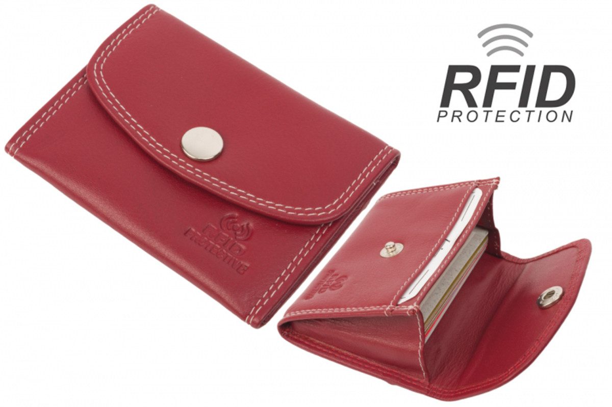 Geldbörse RFID Protected Kartenbörse/Minibörse bis 8 Karten Doppelnaht Rindleder (1-tlg)