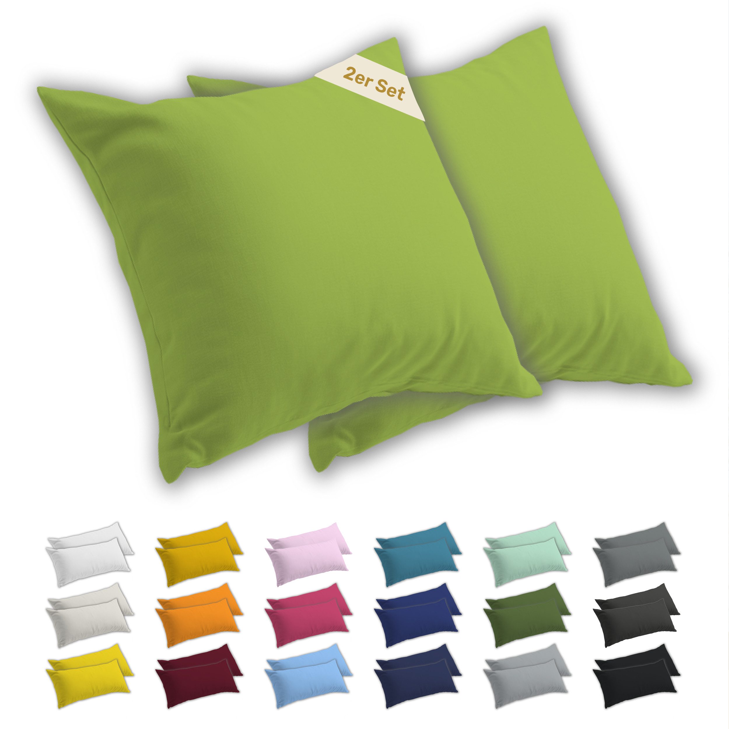 Lavea Kissenbezug 2er Set Kissenhülle Jersey, 100% Baumwolle, Kissenbezüge, günstig online kaufen
