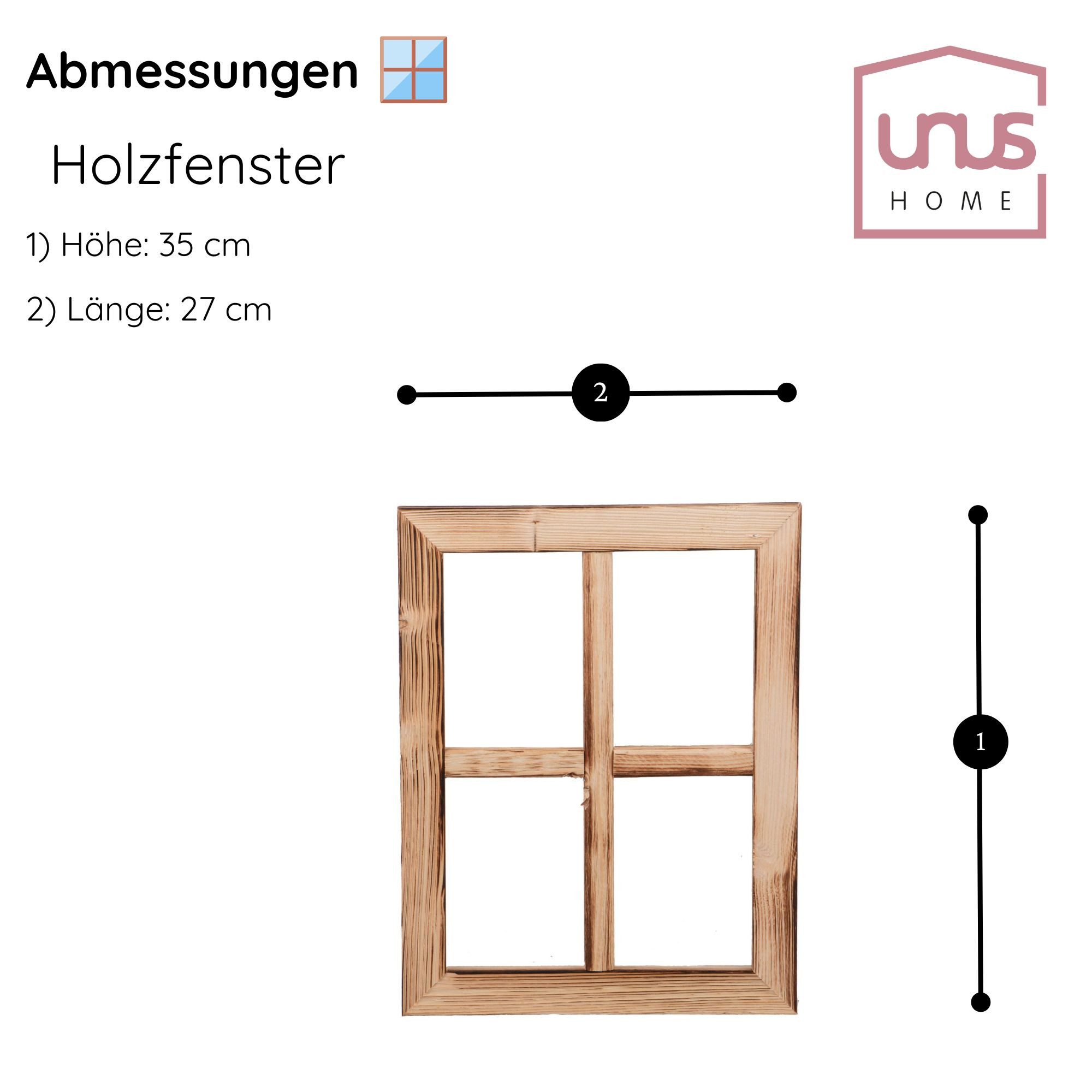 UNUS HOME Wanddekoobjekt Holzfenster Dekoration Altholz