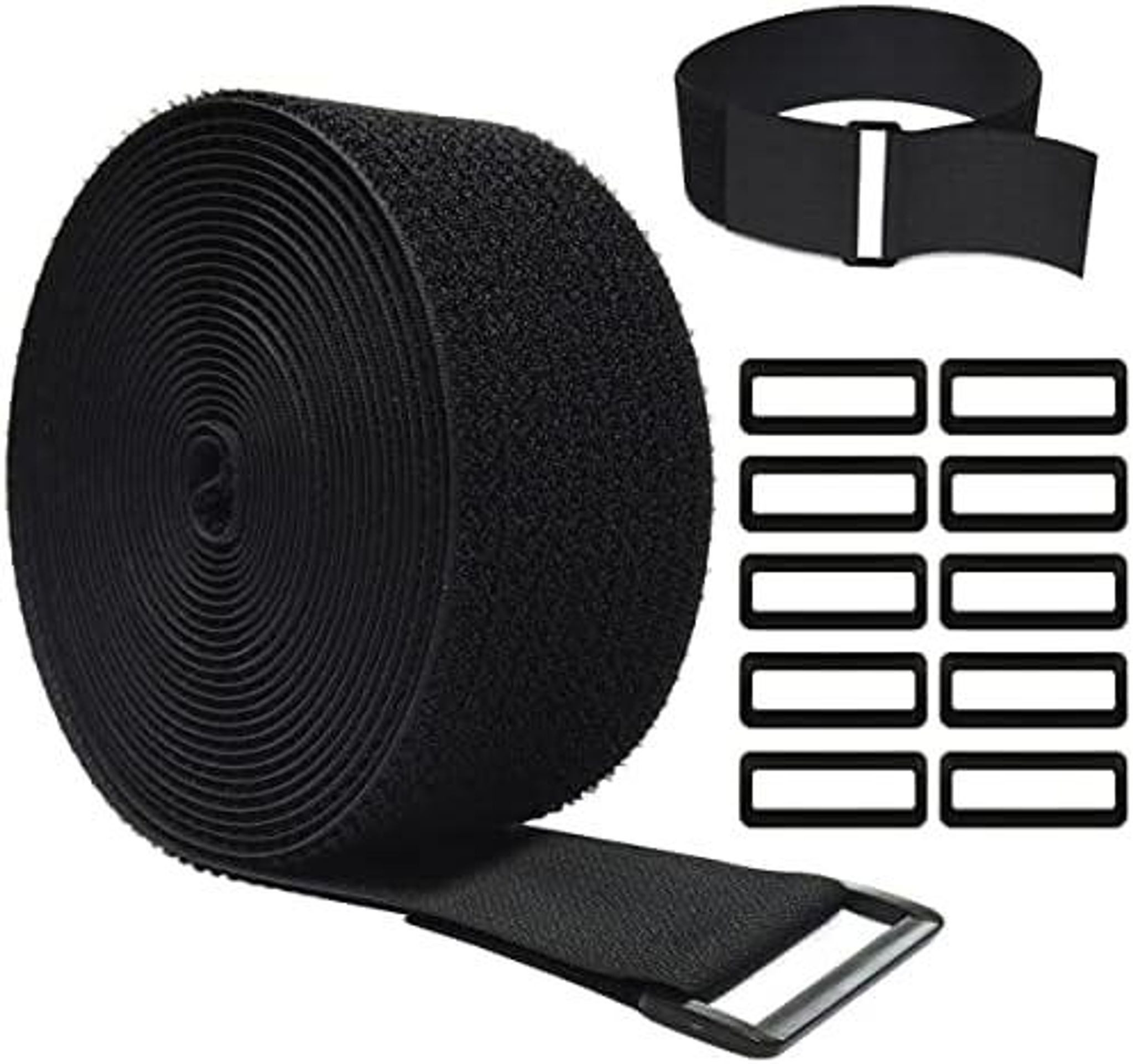 FELIXLEO Wiederbefüllbare Espresso-Kapsel 5cm Klettband mit Schnalle Kabelbinder Klettverschluss Rolle Set