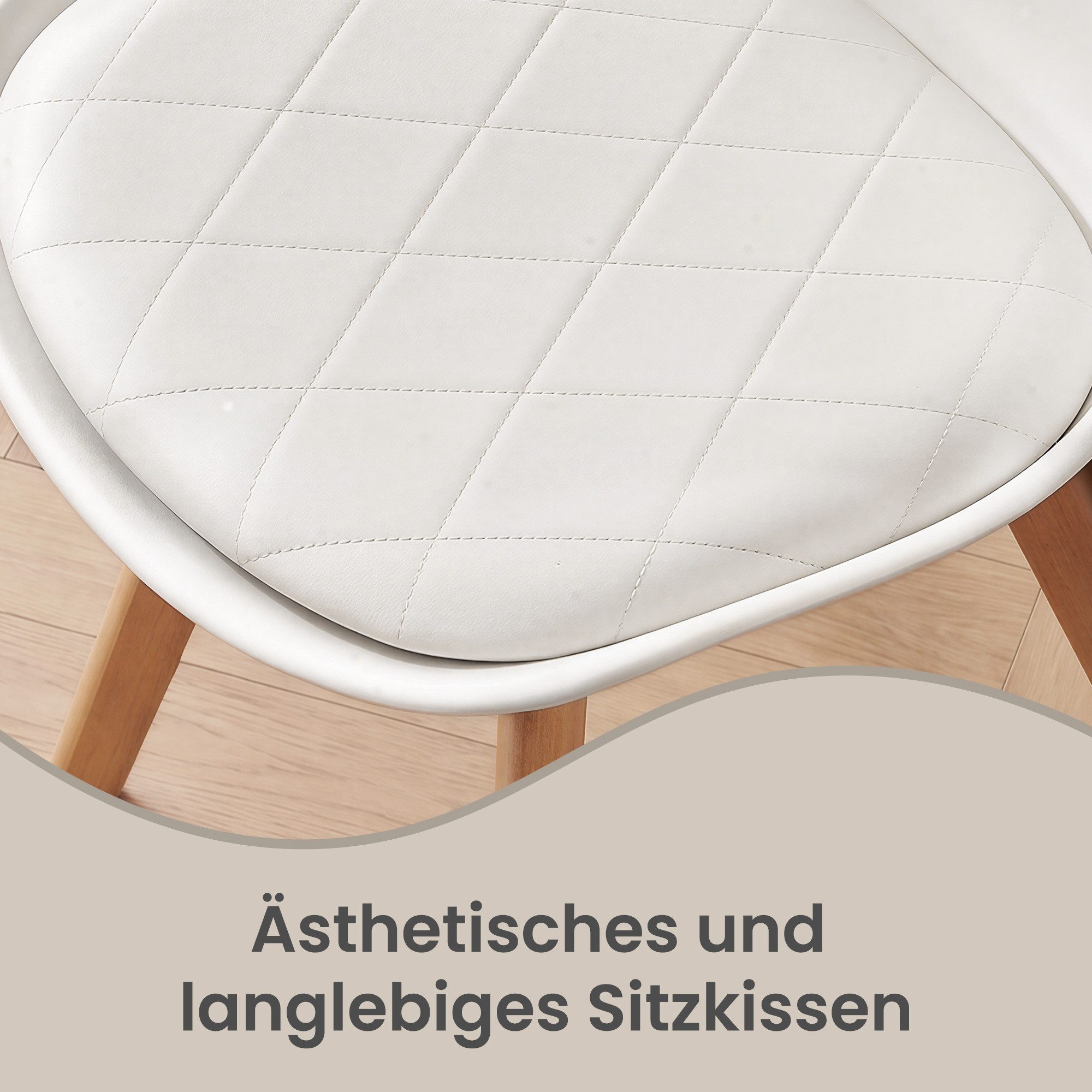 VASAGLE Esszimmerstuhl aus PU-Leder und Buchenholz, für Esszimmer und Büro, Gepolsterte Küchenstühle, 4er Set, 46,5 x 57 x 79 cm – Bild 4 von 5
