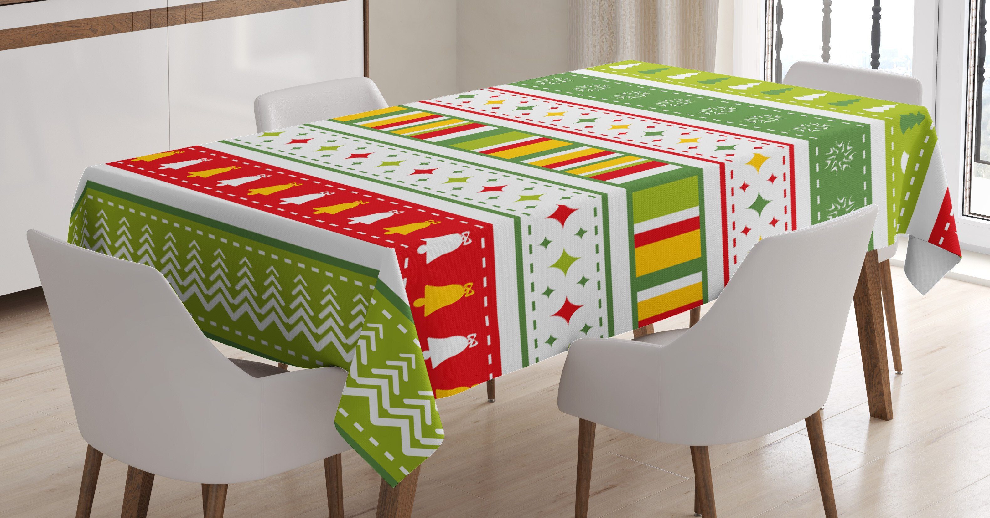 Abakuhaus Tischdecke Farbfest Waschbar Für den Außen Bereich geeignet Klare Farben, Weihnachten traditionelle Grenzen