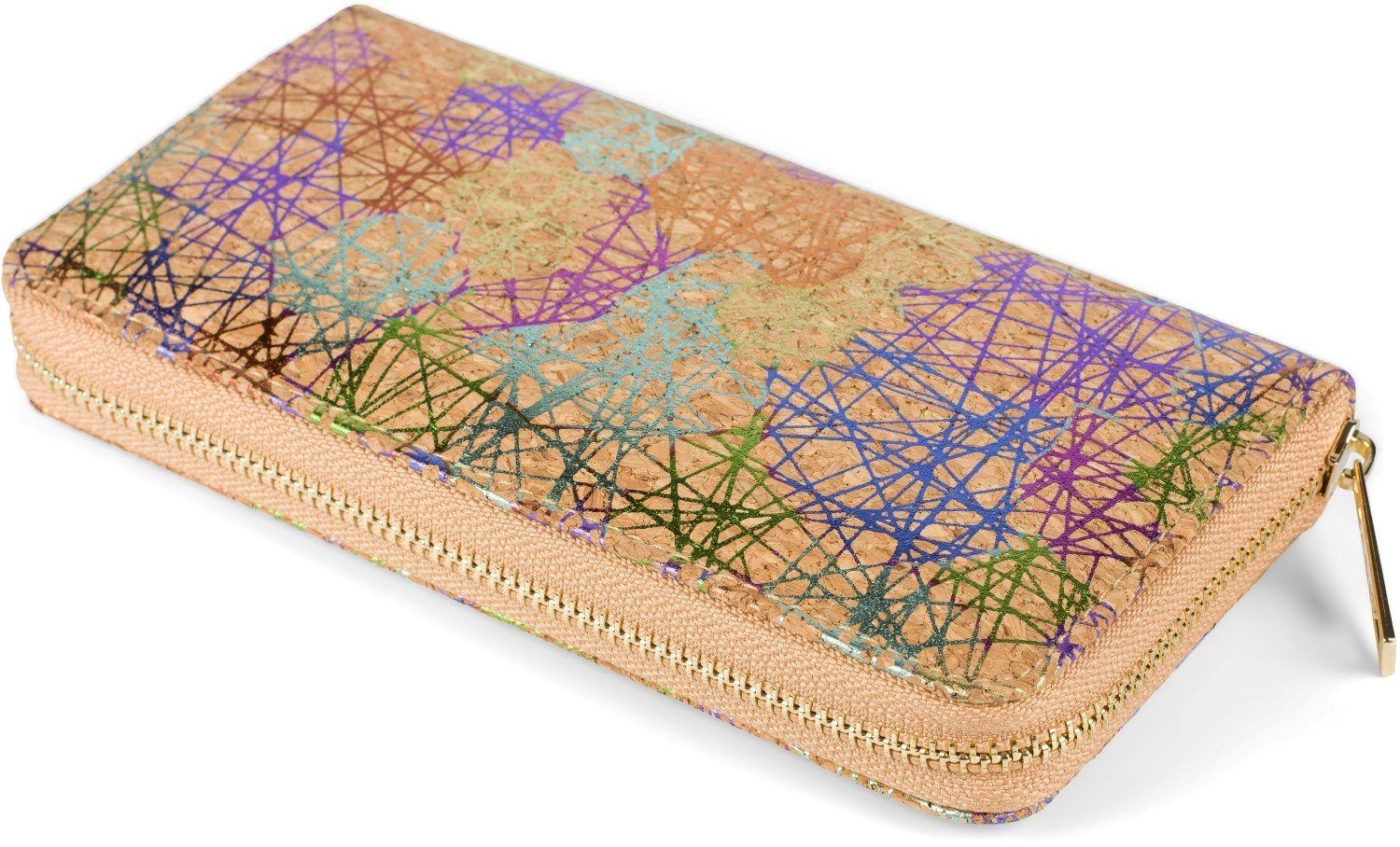 Muster Geldbörse Prisma (1-tlg), Geldbörse mit Netz-Mehrfarbig styleBREAKER Kork