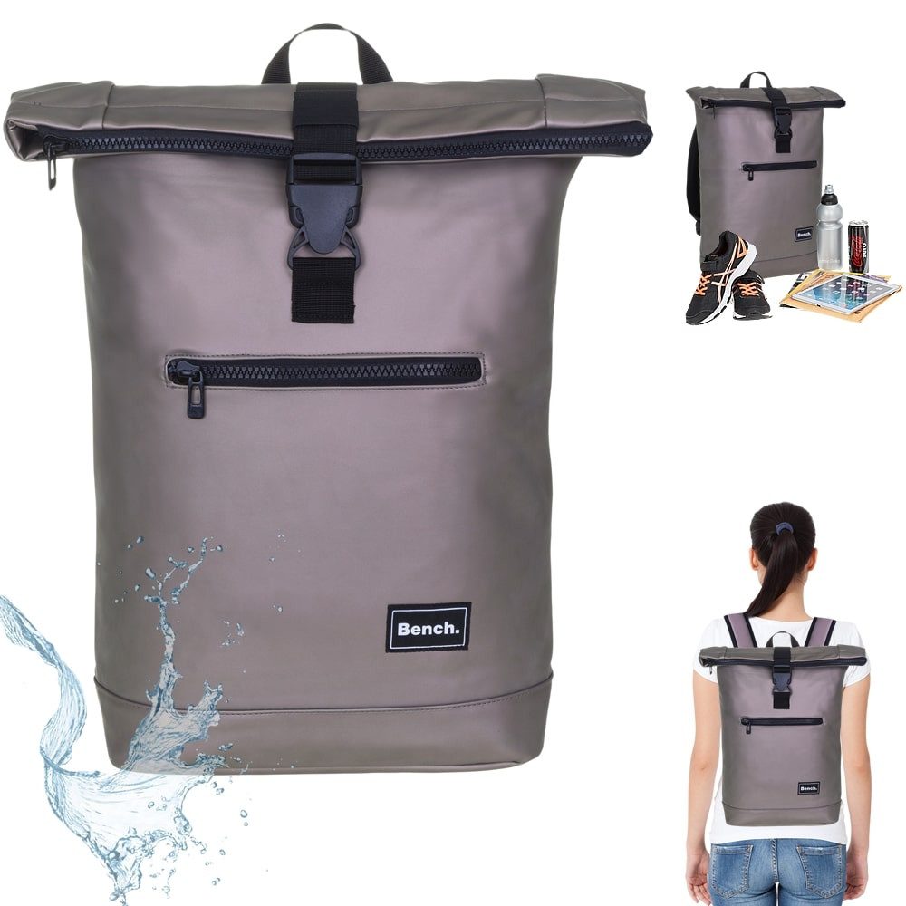 Bench. Freizeitrucksack Roll-Top Kurierrucksack Hydro aus Plane wetterfest A4, Laptop Fach Rucksack Daypack Tagesrucksack 64175 + Etui