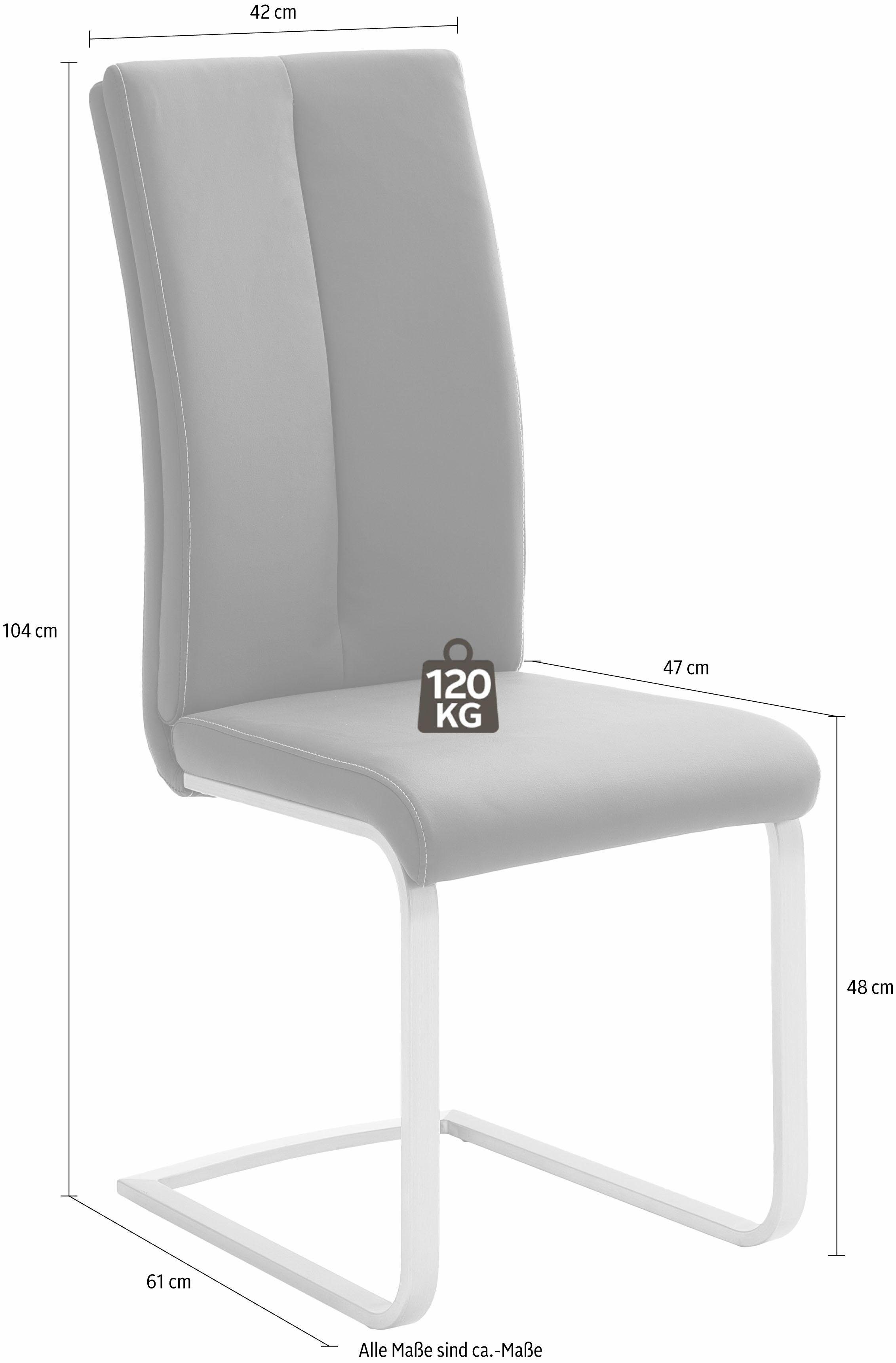 MCA furniture Freischwinger 2 Paulo | Stuhl 4 kg (Set, belastbar Weiß St), bis Weiß 120