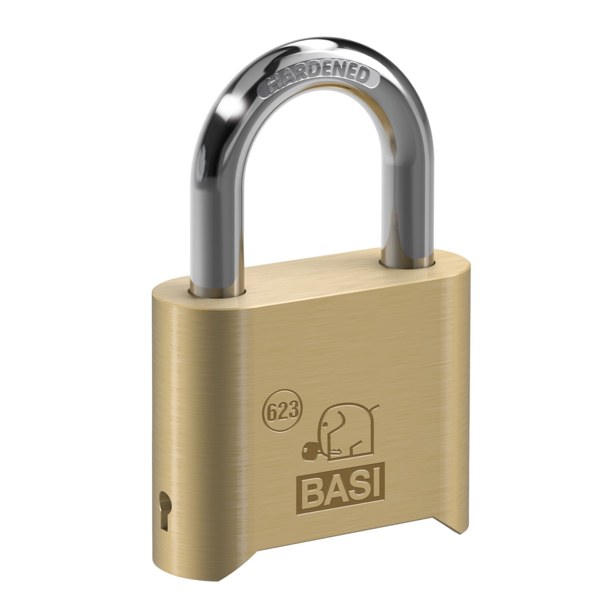 BASI Vorhängeschloss Vorhangschloss, (Packung, 1-tlg), aus Messing, 4-stellige Zahlenkombination, inkl. Kodierungsschlüssel