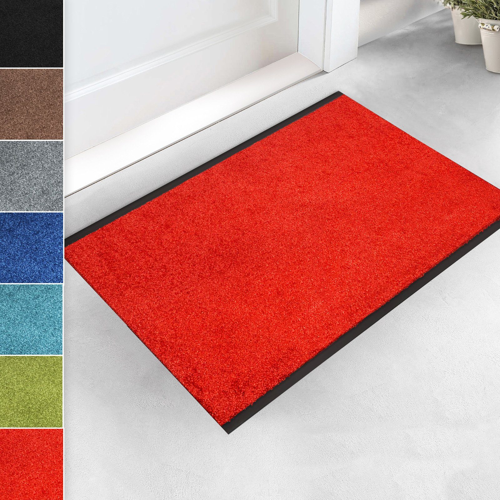 Fußmatte Schmutzfangmatte Monochrom Zuschnitt, Viele Farben & Größen, Floordirekt, Höhe: 7 mm Rot