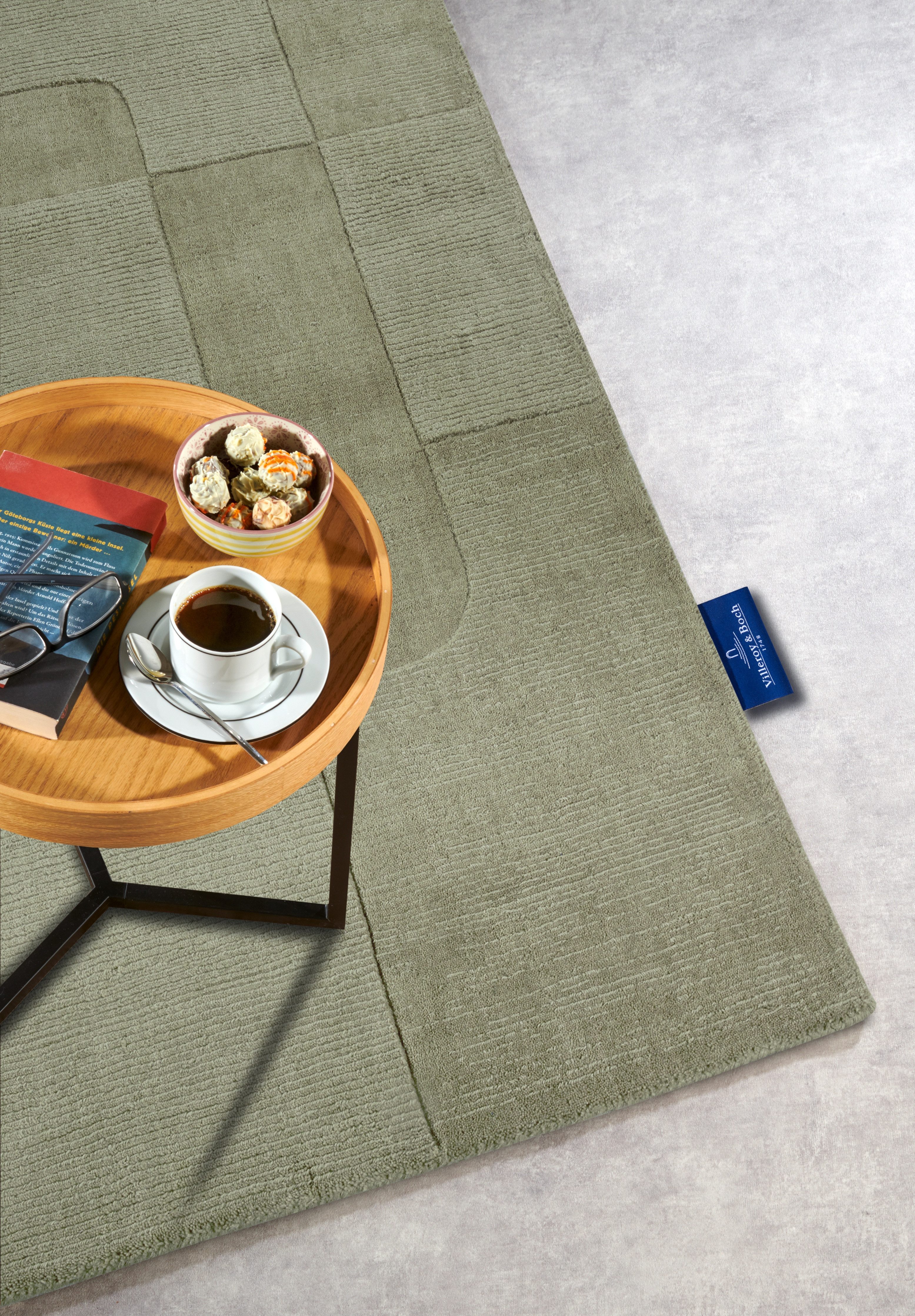 Villeroy & Boch Wollteppich Charlotte, rechteckig, Höhe: 10 mm, Läufer, Handgewebt, Wolle, Natur, Läufer, Wohnzimmer, Geometrie