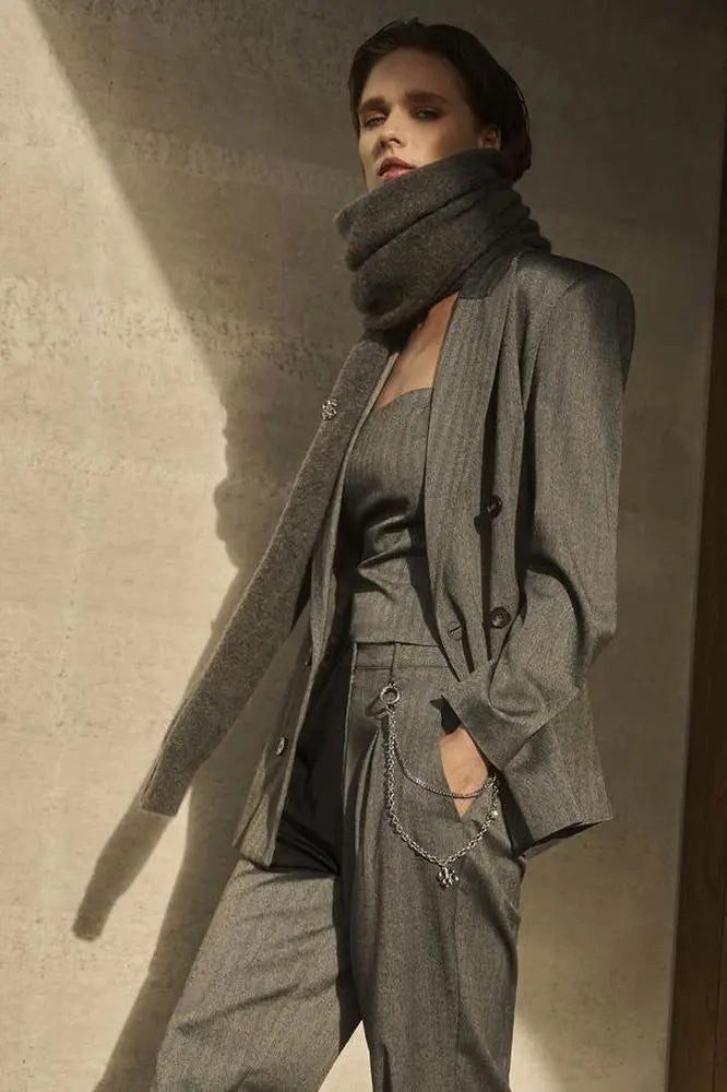 Dante6 Bundfaltenhose Klassiche Hose mit Fischgrätmuster